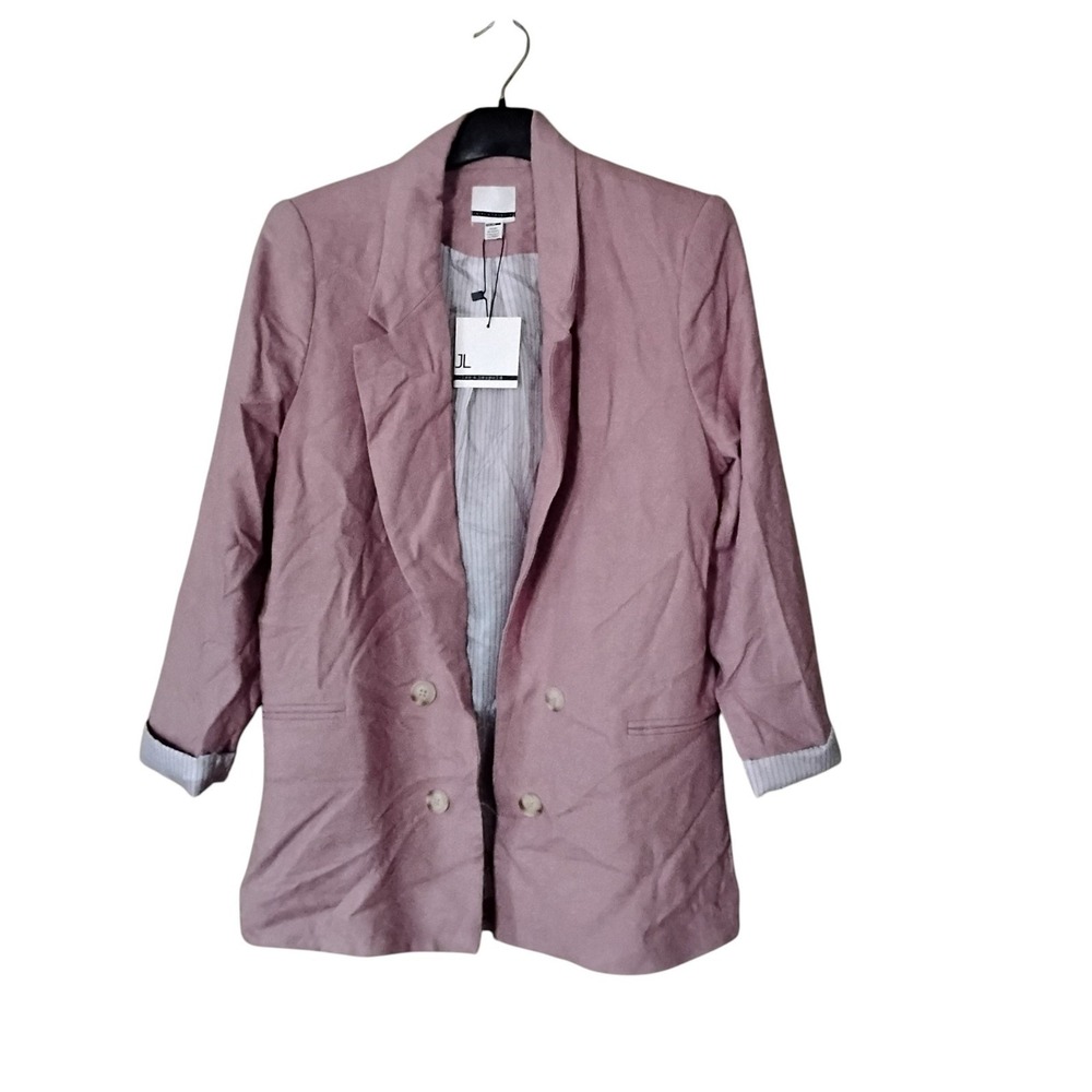 Jules & Leopold Womens Pink Rayon Linen Double Breasted Blazer Jacket Size M NEW